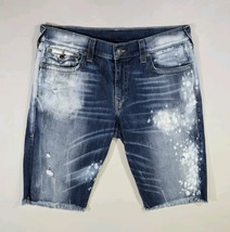 Vintage True Religion Jean Shorts Men&#39;s 38x13 Ricky Distressed Flap Pock... - $59.47