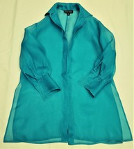 Linda Allard Ellen Tracy 100% Silk Cardigan/ Duster Sz-12 Turquoise  - £39.02 GBP