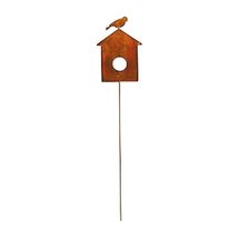 35 Inch Bird House Rusted Garden Stake - $23.99