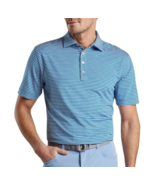 Peter Millar Golf Crown Sport Jersey Polo Shirt Cable Blue ( XL ) - $89.07