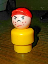 Fisher Price little people PLASTIC yellow mad boy/bully w/red cap - £5.50 GBP
