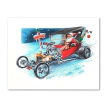 Signed Santa&#39;s Hot Rod Poster Print Wall Art 11x14 Unframed - $23.95