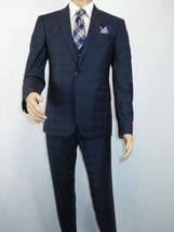 Men Suit BERLUSCONI Turkey 100% Italian Wool Super 180's 3pc Vested #Ber24 Navy image 3