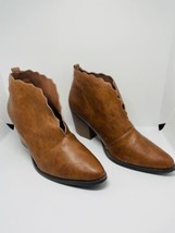 Wild G Brown Women&#39;s Size 10 Faux Leather Ankle Booties Scalloped Edge S... - $11.67