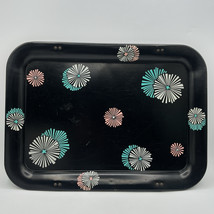 Vtg Atomic Starburst TV Lap Tray NO LEGS Metal Turquoise Black Pink MCM ... - £21.69 GBP