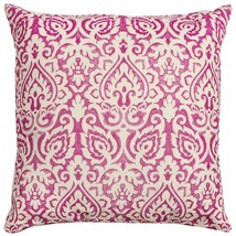 Pink White Distressed Damask Throw Pillow - £59.08 GBP