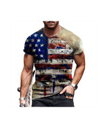 Men&#39;s Patriotic T-Shirts US Flag American Vintage Short Sleeve T-Shirt T... - $18.99