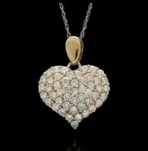 1CT Simulated Diamond Heart Charm 18&quot; Necklace 18k Yellow Gold Plated - £45.06 GBP