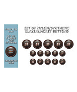 Set of Synthetic/Nylon Blazer Buttons 5 Large &amp; 10 Small - HB37111 - Bro... - £4.70 GBP