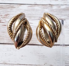 Vintage Clip On Earrings Statement Earrings Unusual Large Gold Tone 1.5&quot; - £11.00 GBP