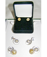 VINTAGE LOT OF 3 prs=2pr. CRYSTAL/ROCK CRYSTAL CUFF LINKS+ 1 pr.CRYSTAL ... - $9.90