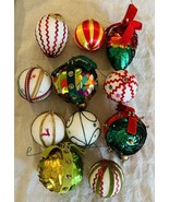 11 Vintage Push Pin Christmas Colors Rainbow Ornaments Velvet Rickrack S... - €43,79 EUR