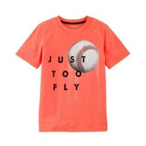 Boys Shirt Carters Baseball JUST TOO FLY Short Sleeve Orange Tee-sz 4/5 - £5.84 GBP