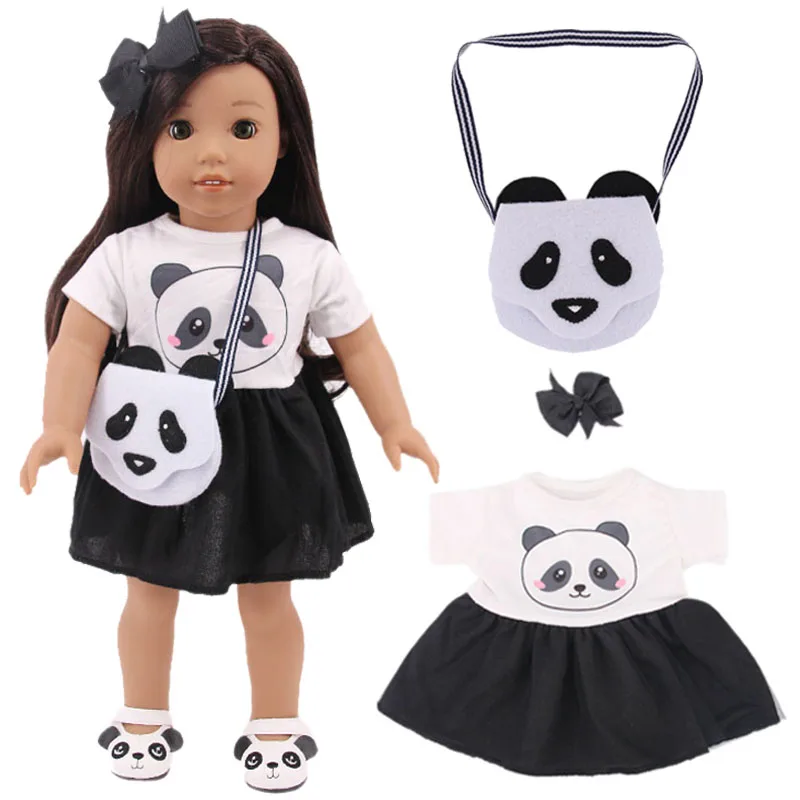Play 1 Set Doll Clothes=Dress Skirt+Cute Animals Bag For 18 Inch American&amp;43CM R - £23.60 GBP