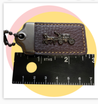 Large COACH 1941  COACH &amp; CARRIAGE brown LEATHER key L BAG CHARM FOB 2.5” - £68.04 GBP