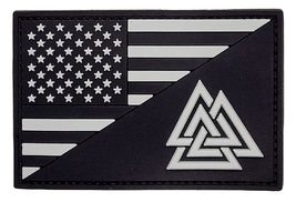 USA Flag Valknut Viking Odin Morale Patch [3.0 X 2.0 - PVC Rubber- Hook ... - £7.79 GBP