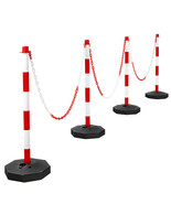 Costway Traffic Delineator Poles Barrier 4 Pack with 5FT Chains Fillable... - $98.99