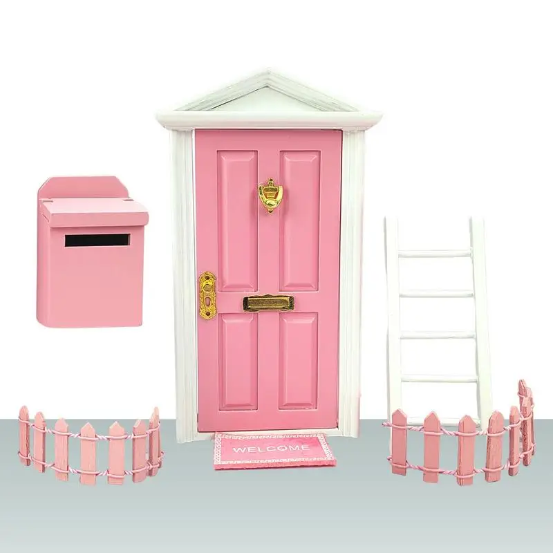 Dollhouse Door Fairy House Door Kit Dollhouse Outdoor Miniature Scene Decor - £14.85 GBP+