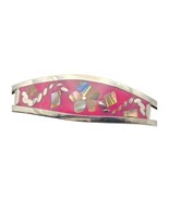 Taxco Alpaca Mexico Bracelet Floral Motiff MOP Chips Pink Enamel Small W... - £12.54 GBP