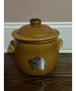 Earthenware Vintage 7&quot; Tall Brown Bean Pot Glossy Glaze Dark Lid Double ... - $437.72 MXN
