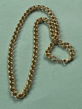 Napier Signed Thick Etched Dressy Curb Link Goldtone Necklace – 23 inche... - $11.29