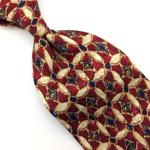 Ermenegildo Zegna Italy Tie Red Gold Beige Geometric Luxury Necktie Silk... - £54.50 GBP