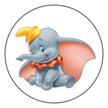 30 DUMBO STICKERS ENVELOPE SEALS LABELS 1.5&quot; ROUND PARTY FAVORS CUSTOM MADE - £5.98 GBP