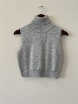 New Aster Knit Top Medium Turtleneck Gray Cropped Ribbing Sleeveless Marled - $25.00