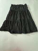 Time & Tru Women's Black Cotton Full Button Front Tiered Skirt Size 12 Waist 32" image 11