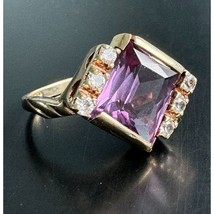 Yellow Gold Purple Sapphire And Goshenite Ring Size 6 Sky - £256.17 GBP