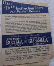 Bucilla Glossilla Flosses Instruction Chart 1940s - $1.99