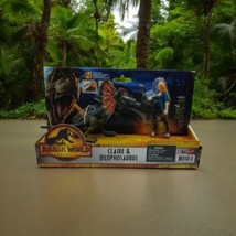 Jurassic World Dominion Claire &amp; Dilophosaurus Dinosaur Action Figures Mattel 4+ - £12.23 GBP