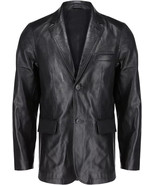 Genuine Lambskin Formal Soft Men&#39;s Blazer Black Two-Button Handmade Leat... - $2,457.01 MXN+
