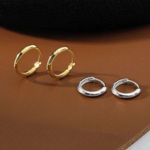 Womens Silver Gold Round Huggie Hoop Earrings Trendy Jewelry Surgical Steel 2Pcs - £4.78 GBP
