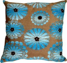 Pillow Décor Shasta Blue Floral Throw Pillow - £38.57 GBP