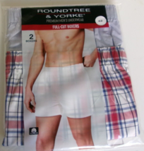 2 Roundtree and Yorke Knit 100% Cotton Full cut Boxers Size 42 Red print &amp; Blue - £12.94 GBP