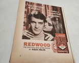 Redwood Aqua Velva Woman Whispering in Man&#39;s Ear Vintage Print Ad 1968 - £8.72 GBP
