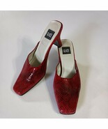 Women&#39;s Size 9M Glacee Red Burgundy Slip On Heels Faux Snakeskin Pattern - €12,83 EUR