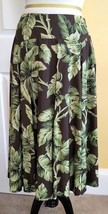 JONES NEW YORK Signature Brown/Leafy Green Print Full Cotton Dress Skirt... - $19.50