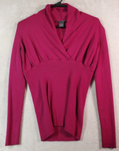 Chelsea &amp; Theodore Blouse Top Womens Size Small Magenta Rayon Long Sleeve V Neck - £10.59 GBP