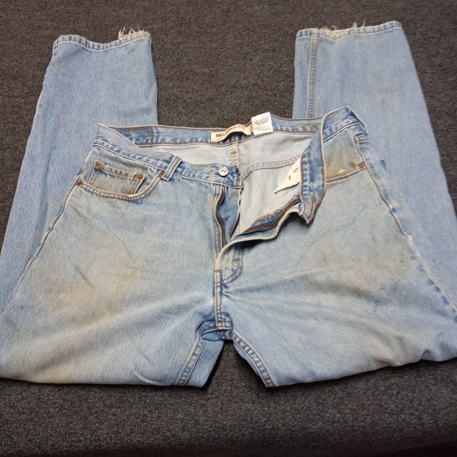 Levi 550 Jeans Men 36x34 Blue Relaxed Fit Tapered Leg Distressed Workwea... - $17.05