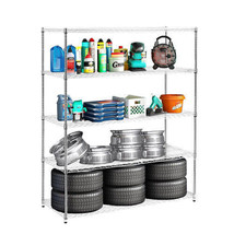 5 Tiers Of Chrome-Plated, Heavy-Duty, Adjustable Shelving And Racking Wi... - £170.65 GBP