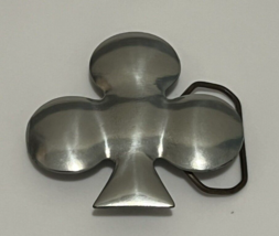 Playing Card Suit Belt Buckle Clover Silver Toned Clover Leaf - $11.13