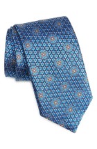 Canali Floral Medallion Silk Tie In Blue - $95.00