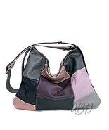 Patchwork Leather Hobo Bag: Soft Handmade Shoulder Bag - $200.00