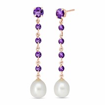 Galaxy Gold GG 14k Rose Gold Chandelier Earrings with Amethysts and Pearls - $401.99+