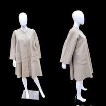 Vintage 50s Mireille Gournay haute couture Paris Trapeze Swing Khaki Tre... - $346.50