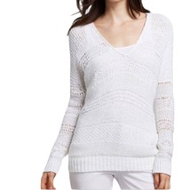 VINCE white open knit v neck spring summer sweater  women&#39;s size xs - $33.87