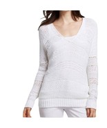 VINCE white open knit v neck spring summer sweater  women&#39;s size xs - £26.63 GBP