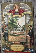 Abraham Lincoln Sword and Pen Postcard Home of Abraham Lincoln Springfield IL - £6.06 GBP
